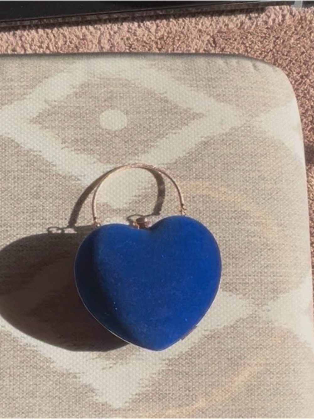 Blue Heart Velvet Mini Handbag